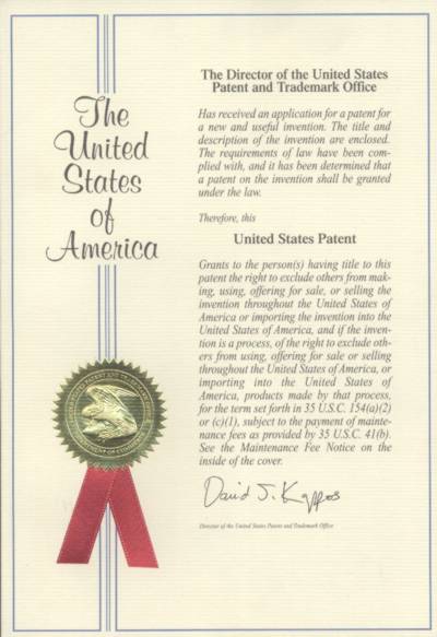 image of a usa patent